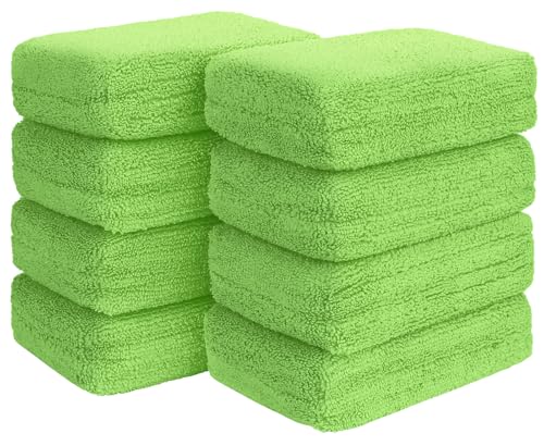 HOMEXCEL Microfiber Applicator Pads, Scratch-Free Car Wash Sponge for Cleaning, Premium Wax Foam Applicator Pads for Car Detailing, 5”x3”, 8 Pack, Green - color: Green