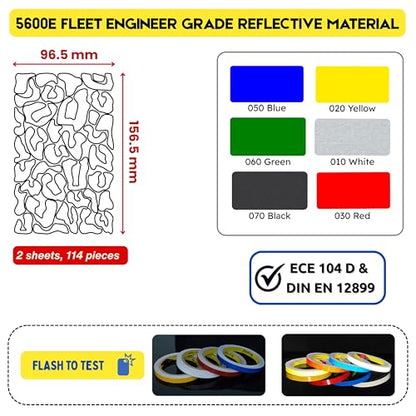 DIN 67520 Leopard Skin reflectors Reflective Tape Stickers Waterproof Cars Motorcycle Fire Helmet Rims Bicycle Decals Vehicles Mailbox Numbers Made with ORA FOL 5600 Material (Black, 144Pcs) (Yellow) - color: Yellow