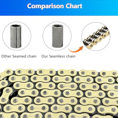 428H Motorcycle Chain 114 Links & Chain Breaker with 6pcs Connecting Master Link Fit for 110cc 125cc 150cc 200cc 250cc Dirt Bike ATV Pit Bike Scooter - size: 114 Links