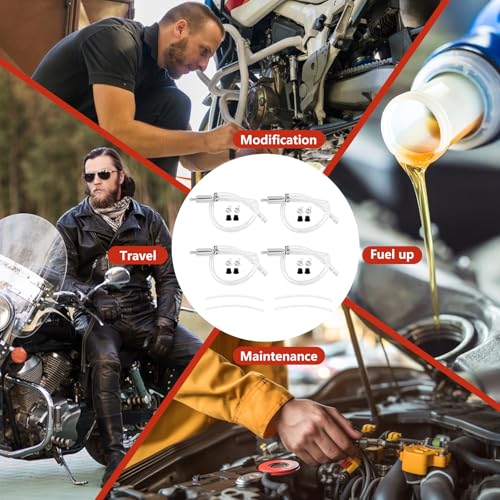 Brake Bleeder Hose Kit, 4 Pcs One Way Check Valve Bleeding Tubes with Rubber & Metal Clips, Fluid Bleeder Kit for Car Motorcycle Brake and Clutch Hydraulic System Bleeding, 4mm and 5.5mm ID