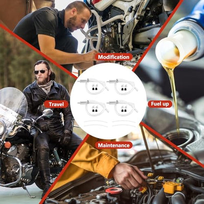 Brake Bleeder Hose Kit, 4 Pcs One Way Check Valve Bleeding Tubes with Rubber & Metal Clips, Fluid Bleeder Kit for Car Motorcycle Brake and Clutch Hydraulic System Bleeding, 4mm and 5.5mm ID