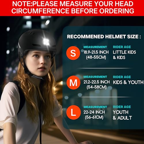 DKONI Bike Helmet with LED Lights Bicycle Helmets Commuter Cycling Helmet USB Rechargeable Front & Back LED Light Helmet for Adult Men Women - color: Black, size: Medium: 20.5-22.5inch (52-58cm)