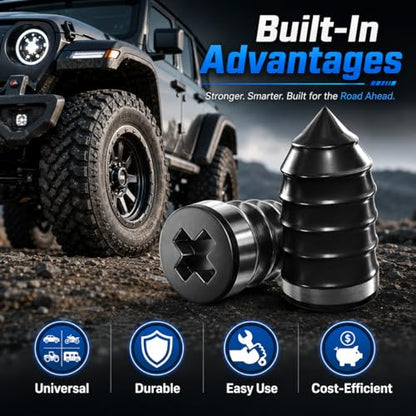 91 PCS Tire Screw Plug Repair Kit, 3 Sizes Rubber Tire Repair Screws with Screwdriver, Tire Sidewall & Puncture Fix, Quick Self-Service Flat Tire Repair for Car, Truck, Motorcycle, SUV