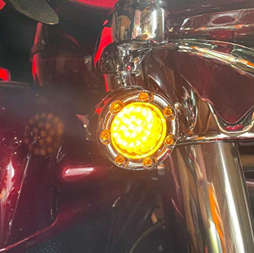 Eagle Lights 2 Inch Bullet Front Infinity Beam LED Turn Signals w/Running Light Ring Covers for Harley Davidson - Chrome / 1157 Base - color: Chrome