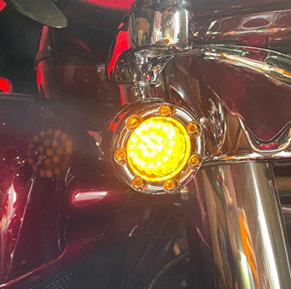 Eagle Lights 2 Inch Bullet Front Infinity Beam LED Turn Signals w/Running Light Ring Covers for Harley Davidson - Chrome / 1157 Base - color: Chrome