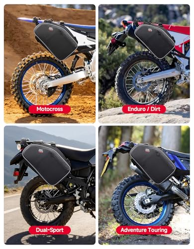 KEMIMOTO Motorcycle Saddlebags Expandable 20-24L Saddle bags with Rain Covers Compatible with Dirt Bike Dual Sport Motorcross Motorbike Racing Mountain Off-Road Mini Motorcycle Side Bags