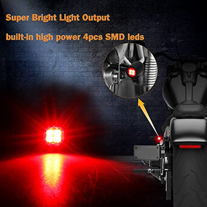 LED Tun Signals Universal Mini Motorcycle Blinkers Brake Tail Lights Compatible with Harley Honda Kawasaki Suzuki Triumph Yamaha - color: Rear Red