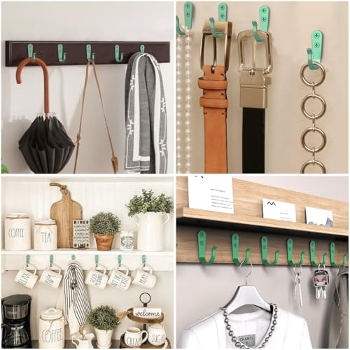 BREYDROK 20PCS Heavy Duty Metal Wall Hooks, Coat Hooks for Hanging - with 40 Screws for Coats Towels Backpacks - Mint Green - color: 20pcs + Mint Green