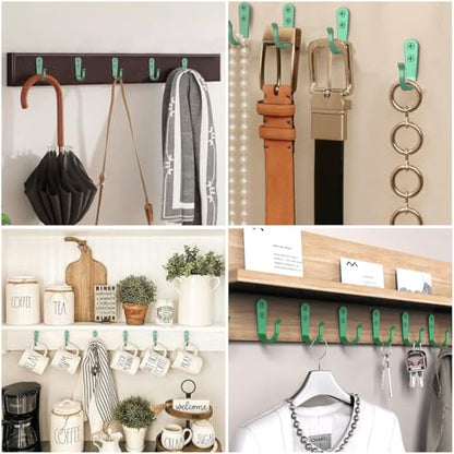 BREYDROK 20PCS Heavy Duty Metal Wall Hooks, Coat Hooks for Hanging - with 40 Screws for Coats Towels Backpacks - Mint Green - color: 20pcs + Mint Green
