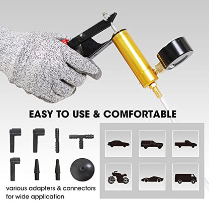 Big RED Torin 16 Piece 2 in 1 Brake Bleeder Kit Hand Held Fluid Vacuum Gauge Pump Test Set with Storage Case, Black, ATRHS-A1998AR - style: 16 PCS Brake Bleeder Kit