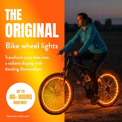 Activ Life 2-Tire Pack LED Bike Wheel Lights with Batteries Included, Get 100% Brighter and Visible from All Angles for Ultimate Safety and Style - color: Orange