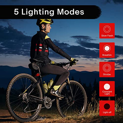 GREENCYCLE USB Charging 110dB Bike Alarm Wireless Vibration Motion Sensor with Taillight, Anti-Theft Bicycle Motorcycle Alarm with Remote, Waterproof, 6SET