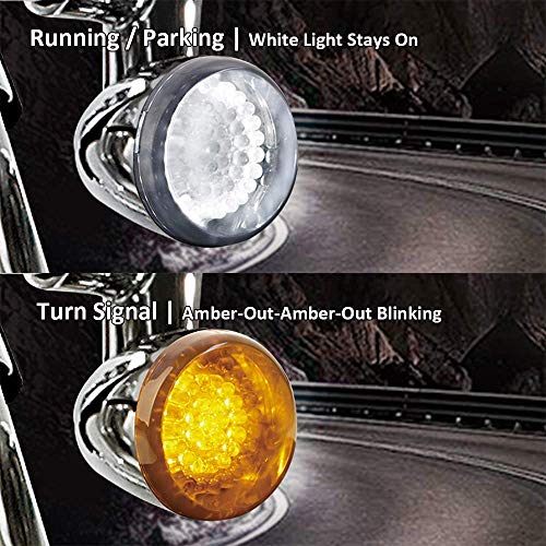 NTHREEAUTO Smoked Bullet Front Turn Signals LED Lights Panel Compatible with Harley Dyna Road Street Glide Road King Iron 883 Street Bob - color: Amber/White (Halo Diode)