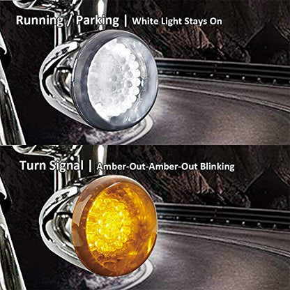 NTHREEAUTO Smoked Bullet Front Turn Signals LED Lights Panel Compatible with Harley Dyna Road Street Glide Road King Iron 883 Street Bob - color: Amber/White (Halo Diode)