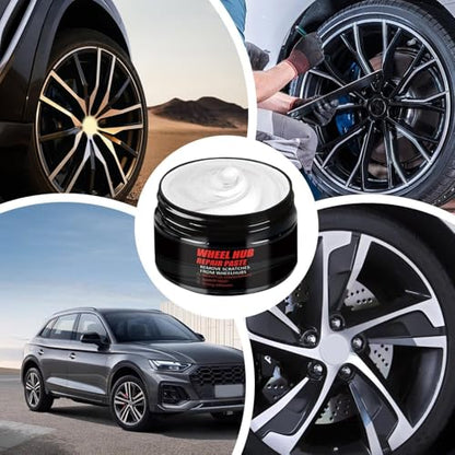 Wheel Cream, 50g Rim Scratch Repair Kit, Swirl Remover with Applicator Sponge Easy Buffing Care Design for Vehicles Trucks Rv Motorcycles Marine Auto Detailing Car
