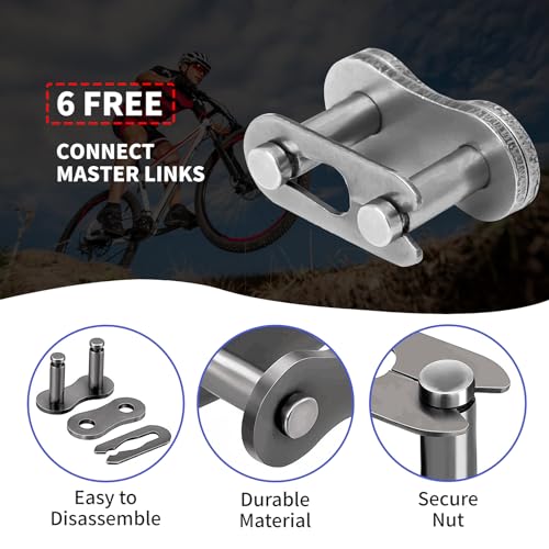 415H Roller Chain 110 Links with Chain Breaker, Dirt Bike Chain with 6 Free Connecting Links, Heavy Duty Chain for 49cc 50cc 60cc 66cc 70cc 80cc 2 Stroke Engines Motorcycle, Mini Bike, Go Kart