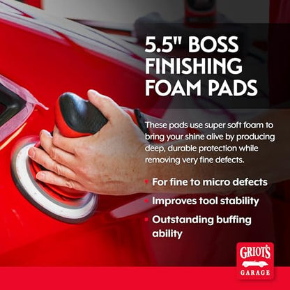 Griot's Garage BOSS 5.5” Finishing Foam Pads for Car Polishing and Detailing, Buffing Pads for Light Scratch Removal, Auto Wax, and Sealant Application, Set of 2 - size: 5.5 Inch Pads (Set of 2)