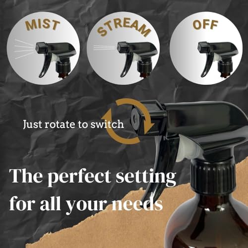 360° Heavy Duty Spray Bottle 16oz (2 Pack) | Upside Down Spray Bottles | All Purpose Plastic Amber Spray Bottles