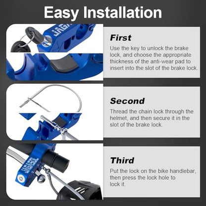 JAGASOL Motorcycle Lock & Helmet Lock Combo, Anti Theft Handlebar Lock, Max 1.5'', Blue - color: Blue