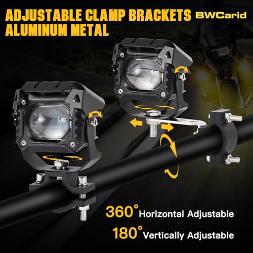 Motorcycle Auxiliary LED Lights - 8 Modes White/Amber Fog Lights Strobe Overtaking Driving Light for Night Riding,with Mount Brackets Wire Harness Kit,for R1200gs ADV,Adventure,Touring,Sport,ATV,UTV