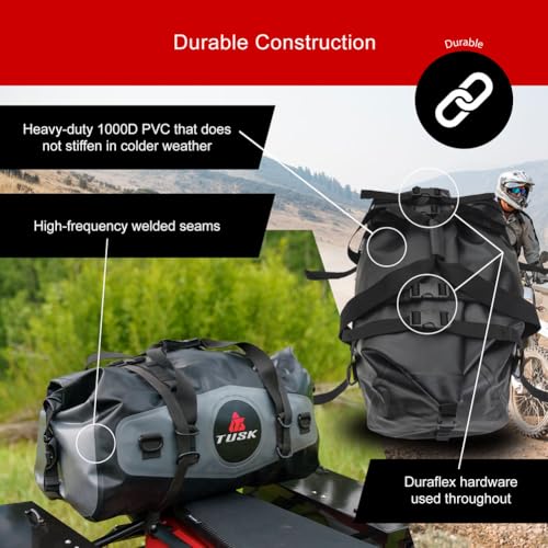 Tusk Dry Duffel Bag Medium 33L – Top Load Waterproof Gear Bag with Roll-Top Closure, Black/Grey