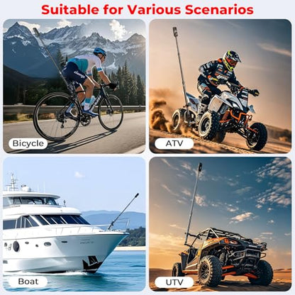 VAZESWIN Aluminum Alloy Motorcycle Camera Mount Kit for GoPro Insta360 DJI, 360° Rotating Heavy-Duty Bike Handlebar Anti-Theft Clamp Mount with Extendable Selfie Stick for Motorcycle Bike ATV UTV