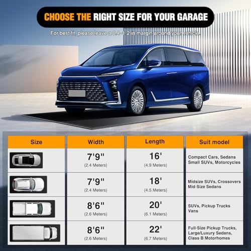 Nilight Garage Containment Mat 8'6" x 20' PVC Garage Floor Mat with 1.4" Raised Foam Edge Waterproof Heavy Duty Garage Parking Mat for SUVs Pickup Trucks Vans - size: 8'6" x 20'