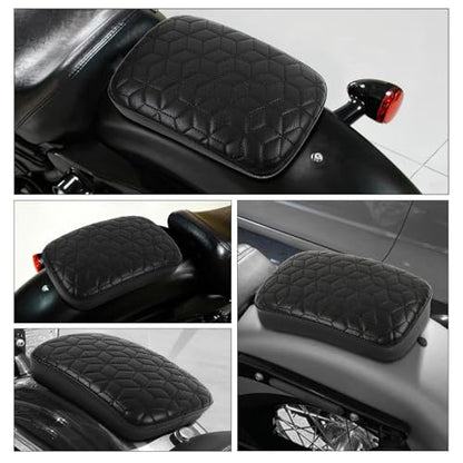 DREAMIZER Universal Black Motorcycle Solo Passenger Seat Rear Cushion 8 Suction Cups Compatible with Harley Davidson Sportster XL 883 1200 Forty Eight Dyna Chopper Bobber Custom (Diamond-Breathable) - style: Diamond Black (Breathable)