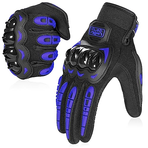 COFIT Motorcycle Gloves Breathable, Touchscreen Motorbike Gloves Anti-Slip with Good Grip Hard Knuckles Protection for Men Women Motocross, BMX ATV MTB Cycling, Road Racing - Blue L - color: 8-blue, size: Large