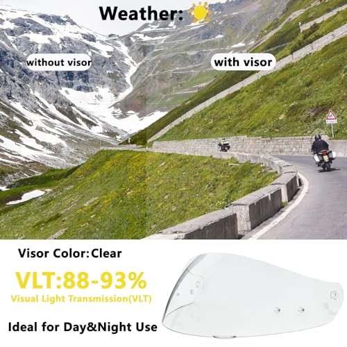 HJ-17 Helmet Visor Replacement,UV Protective Helmet Face Shield Compatible with CL-MAX II,IS-MAX BT,SY-MAX III,IS-MAX II,CL-MAX 3,C90,C91,C91N(Clear-Day&Night Use) - color: Clear-day&night Use