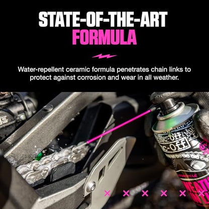 Muc Off All-Weather Motorcycle Chain Lube, 400 Milliliters - Premium Motorbike Chain Lubricant Spray - Formulated for All Weather Conditions
