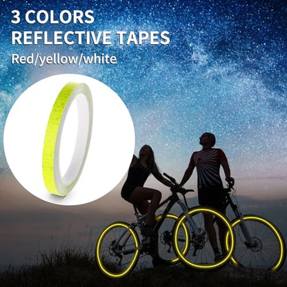 Neon Reflective Tape 0.4In x 26 Feet, Safety Warning Tape High Viscosity Durable Lasting Outdoor Waterproof Neon Reflector Strips for Bicycles Helmets Trailers(Yellow) - color: Yellow