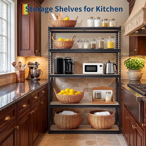 Heavy Duty Garage Storage Shelves 5-Tier Metal Adjustable Shelving Unit Storage Shelving for Kitchen Pantry Basement Bathroom Laundry, 2500 LBS Capacity, 48" l x 18" w x 72" h - size: 48"L x 18"W x 72"H