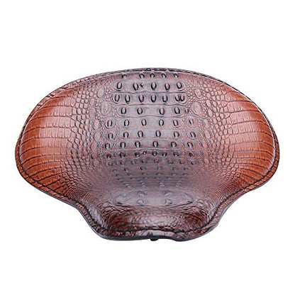 13" Brown Crocodile Motorcycle Leather Driver Seat Cushion for Harley Davidson Sportster Chopper Bobber (Brown-Crocodile) - color: Brown-Crocodile