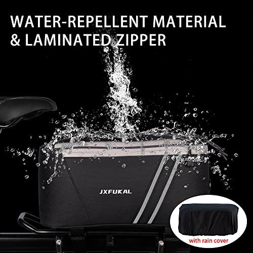 JXFUKAL Rear Bike Rack Bag with Rain Cover, 7L/9L/10L/12L Waterproof Bicycle Ebike Saddle Bag Cycling Pannier Trunk Carrier with Reflector & Adjustable Cord for Commuter Travel Outdoor - style: With Insulation Inner- 9l