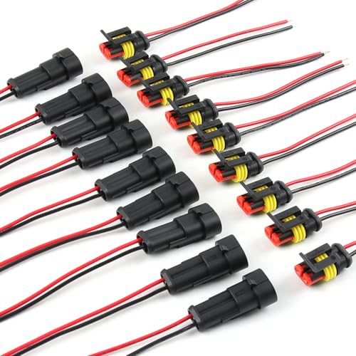 2 Pin Waterproof Electrical Wire Connectors 10 Pack Weather Pack Connectors Kit 20AWG Male and Female Automotive Wire Connectors for Car Truck Motorcycle Boat Auto Wiring - size: 2pin-10Pack
