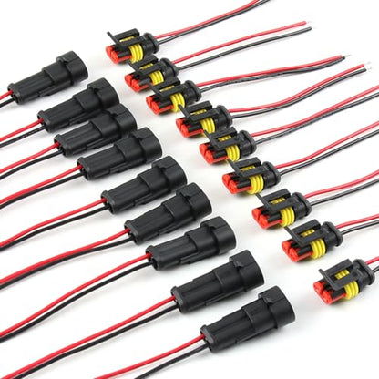 2 Pin Waterproof Electrical Wire Connectors 10 Pack Weather Pack Connectors Kit 20AWG Male and Female Automotive Wire Connectors for Car Truck Motorcycle Boat Auto Wiring - size: 2pin-10Pack