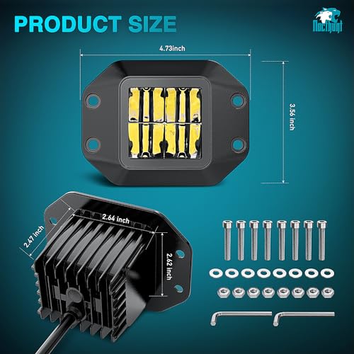 Nilight Flush Mount LED Pod Lights 2 PCS 4.7 Inch 4LED Flood Beam Bumper Offroad Driving Backup Reverse Work Light for Truck ATV UTV - color: 4.7Inch 4Led Flush Mount Light Pods