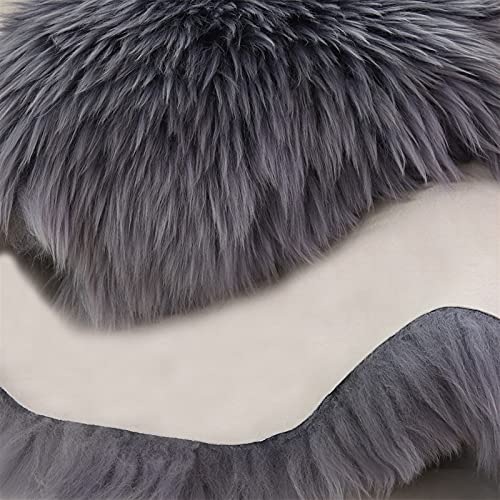 Real Genuine Sheepskin Rug Natural Fur Rug Sheep Skin Rugs Full Sheepskin Rugs Authentic Sheep Skin Throw Lambskin Seat Covers for Chairs Wool Seat Pad Cushion Blue Gray (2.3X3.28 ft) - color: 9