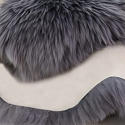Real Genuine Sheepskin Rug Natural Fur Rug Sheep Skin Rugs Full Sheepskin Rugs Authentic Sheep Skin Throw Lambskin Seat Covers for Chairs Wool Seat Pad Cushion Blue Gray (2.3X3.28 ft) - color: 9