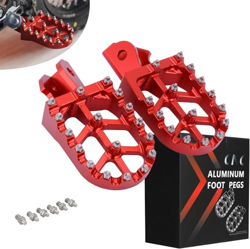 JFG RACING Dirt Bike Foot Pegs,MX Foot Pedals Rests CNC for CRF150F CRF230F 2003-2019/Sur Ron/Surron/X160/X260/KDX200 1983-1994 - Red - color: red