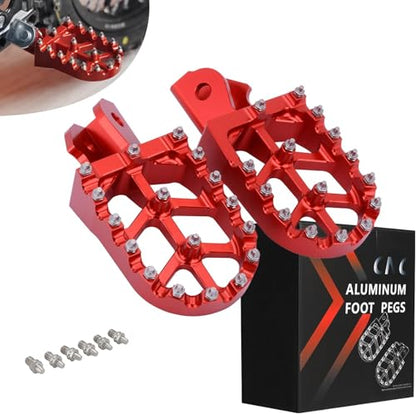 JFG RACING Dirt Bike Foot Pegs,MX Foot Pedals Rests CNC for CRF150F CRF230F 2003-2019/Sur Ron/Surron/X160/X260/KDX200 1983-1994 - Red - color: red