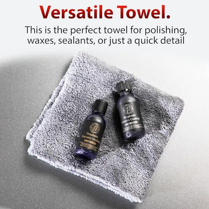 Adam's Borderless Grey Microfiber Towel (1pk) - Premium Ultra Soft Car Detailng Towel Cloths, 480gsm - Safe for Car Wash, Home Cleaning & Pet Drying Cloths (16 Inch x 16 Inch) - size: Pack of 1