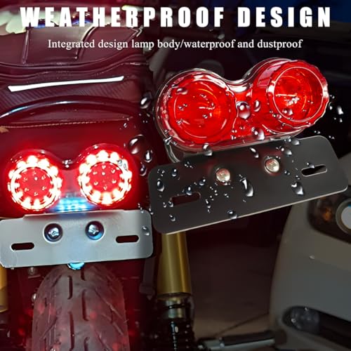 Wevdn 40-LED 40W Motorcycle Tail Light, Integrated Running 40 LED Brake Stop Light with License Plate Bracket, Turn Signal Lamp Tail Light for Motorcycle Street Bike Cruiser (Red) - color: Red