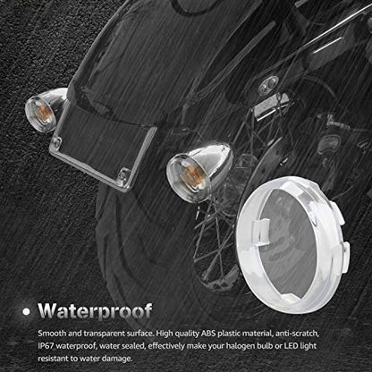 NTHREEAUTO 2 Inch Clear Bullet Turn Signal Lens Cover Compatible with Harley Sportster, Dyna, Road King, Street Glide, Softail - color: Clear
