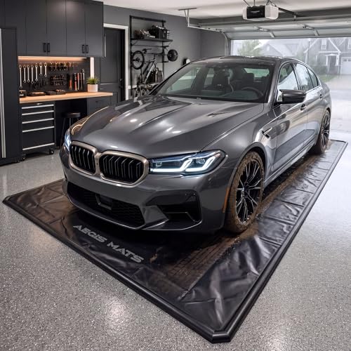 8'6" x 20' Garage Floor Mat, Non-Slip Containment Mat | 610GSM PVC Material, 65 Gal Capacity, Easy Maintenance, 1.2" Raised Edges, Protect the Floor - size: 8’6" x20’