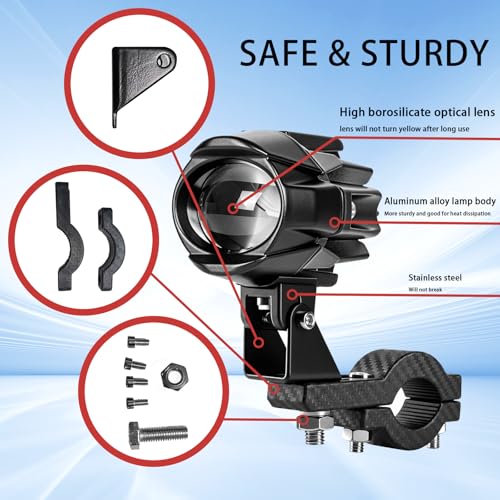 Motorcycle Driving Lights 8-80V 60W 6000LM LED Fog Lights with External Driver & Inline Switch, Quick-Release Connector, IP67 Waterproof, 5 Modes High/Low/Strobe for ATV, UTV, Truck, 2 Pack J - color: JRY-10-Mini