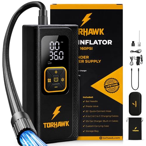 Portable Tire Inflator Air Compressor for Car Tires, Dual Cylinder, Cordless Air Pump for Car, Truck, SUV, 160 PSI, Dual Power, 7500mAh Battery, 12V DC, LED Light & Auto Shut-Off