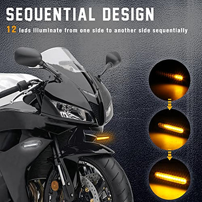 4Pcs Motorcycle Turn Signals Sequential LED Blinkers Front Rear Indicators Universal 12V Compatible with Harley Honda Kawasaki Suzuki Yamaha Scooter Quad Off Road Cruiser - color: amber/white + amber/red