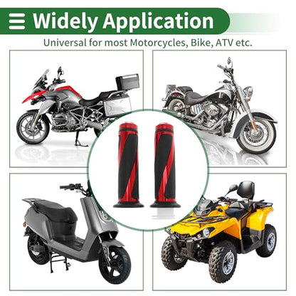 7/8" 22mm 15/16" 24mm Motorcycle Hand Grips Cover Kit Non Slip Aluminum Alloy Rubber Handlebar Grips for Motorcycle Scooter Bicycle ATV Red 1Set - color: Red